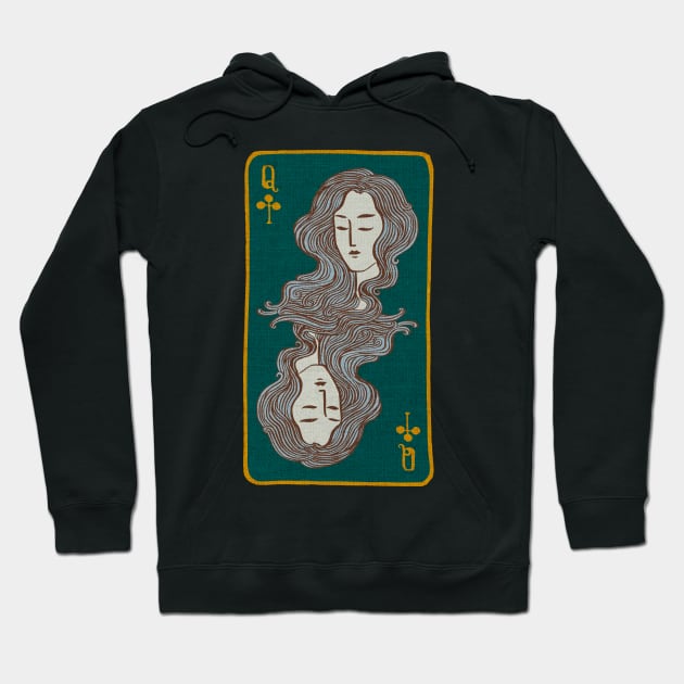 Queen of Clubs Card Hoodie by Cecilia Mok